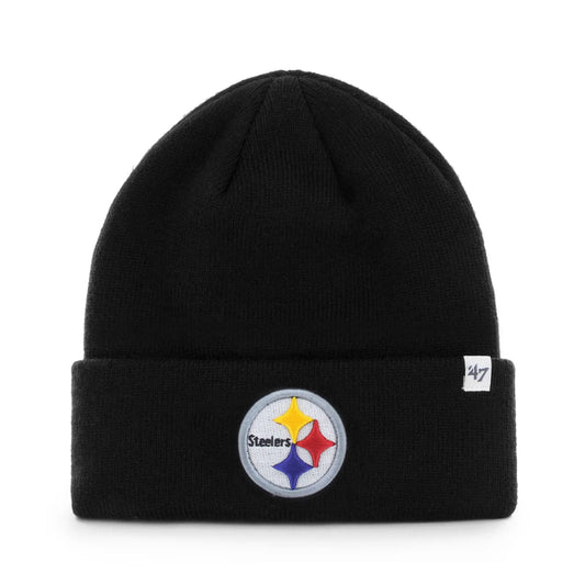 47 Brand Pittsburgh Steelers Knit Raised Cuff Toque Beanie Hat - Black