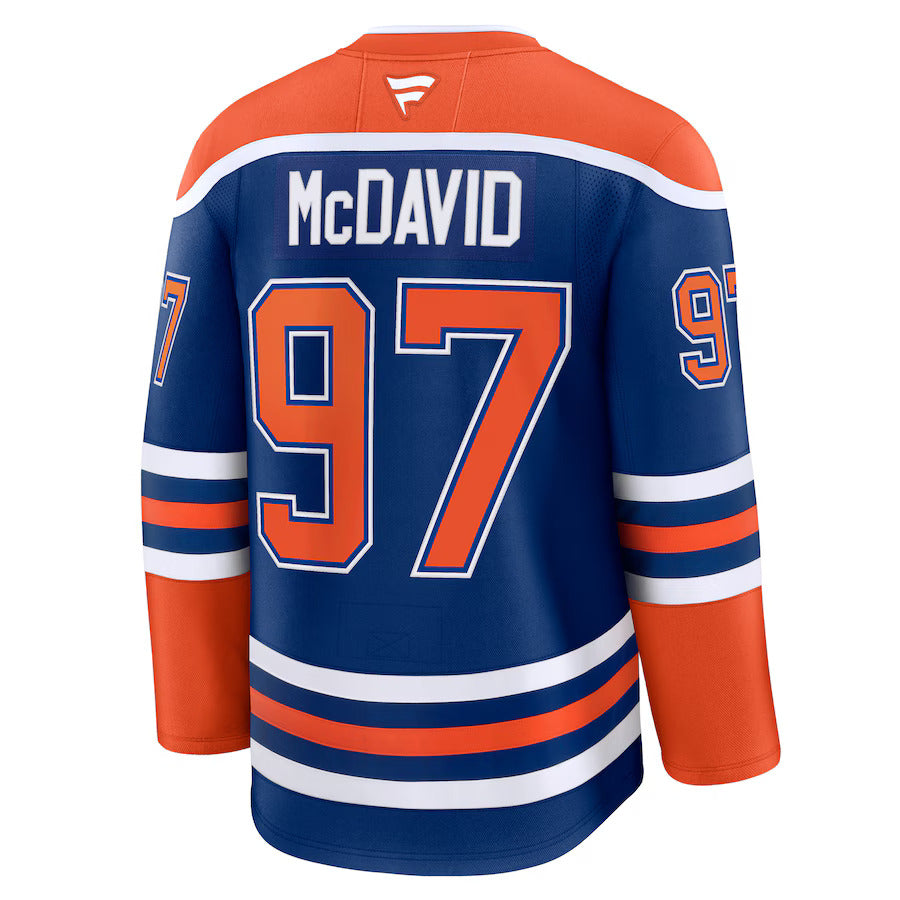 Connor McDavid Edmonton Oilers Fanatics Premium Jersey - Blue/Orange