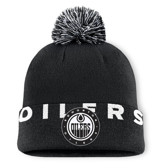 Fanatics Edmonton Oilers High Stick Cuff Knit Toque Beanie Hat with Pom