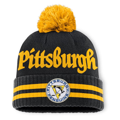 Fanatics Pittsburgh Penguins Heritage Blind Side Cuff Toque Beanie Hat with Pom