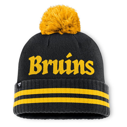 Fanatics Boston Bruins Heritage Blind Side Cuff Toque Beanie Hat with Pom