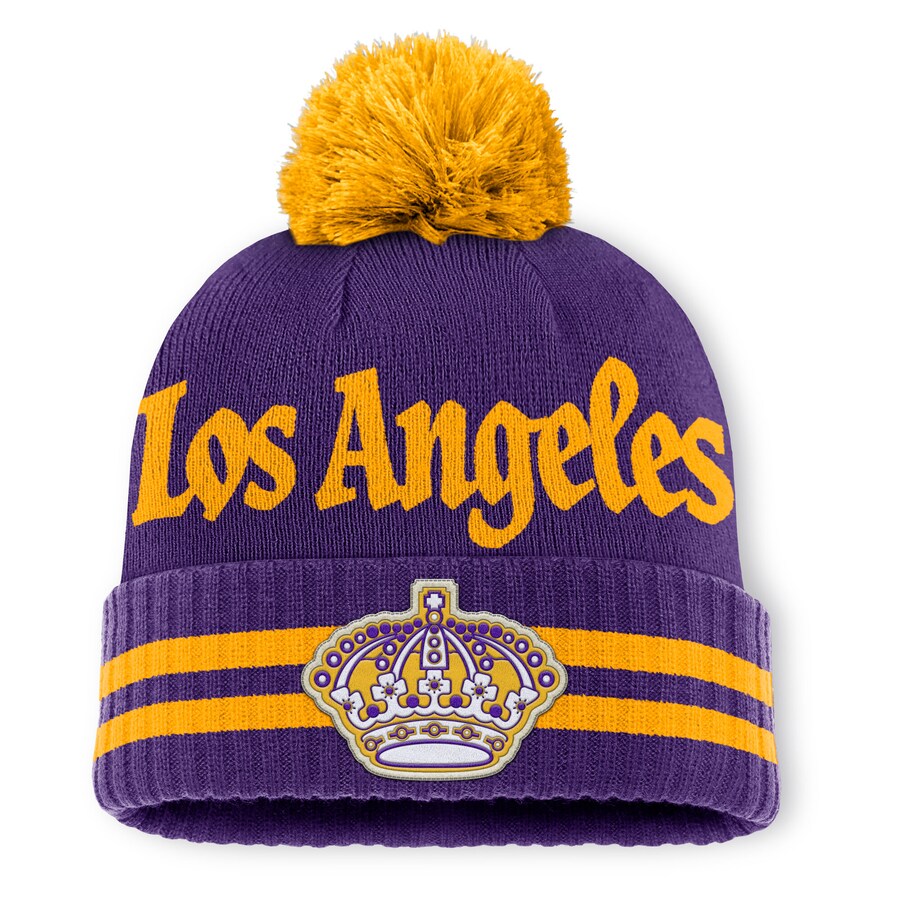 Fanatics Los Angeles Kings Heritage Blind Side Cuff Toque Beanie Hat with Pom