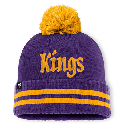 Fanatics Los Angeles Kings Heritage Blind Side Cuff Toque Beanie Hat with Pom