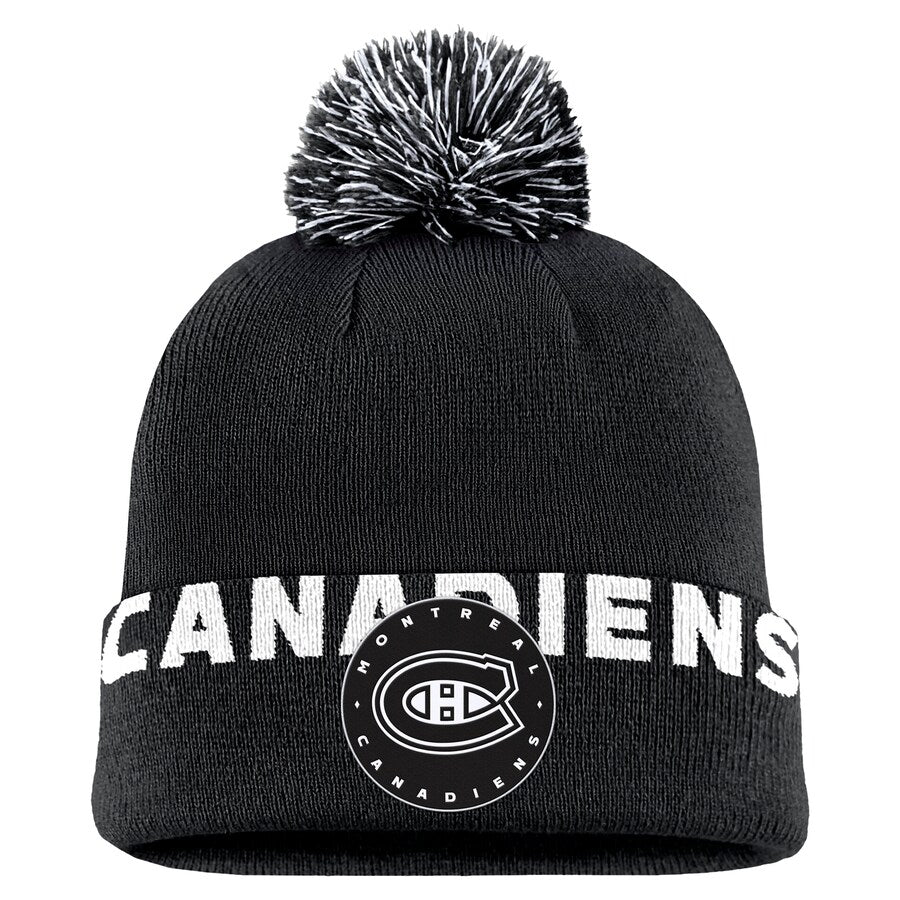 Fanatics Montreal Canadiens High Stick Cuff Knit Toque Beanie Hat with Pom - Black