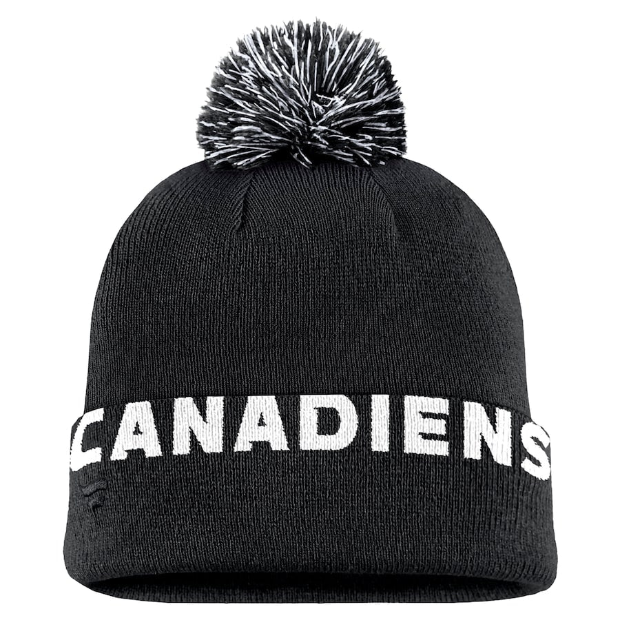 Fanatics Montreal Canadiens High Stick Cuff Knit Toque Beanie Hat with Pom - Black