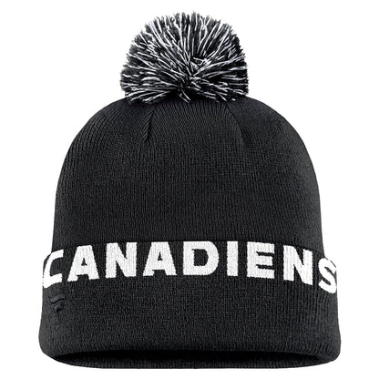 Fanatics Montreal Canadiens High Stick Cuff Knit Toque Beanie Hat with Pom - Black