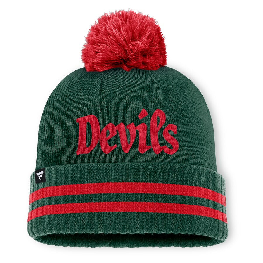 Fanatics New Jersey Devils Heritage Blind Side Cuff Toque Beanie Hat with Pom