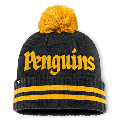 Fanatics Pittsburgh Penguins Heritage Blind Side Cuff Toque Beanie Hat with Pom