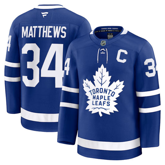 Auston Matthews Toronto Maple Leafs Captain Patch Home Fanatics Premium Jersey - Blue