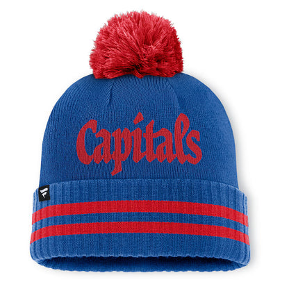 Fanatics Washington Capitals Heritage Blind Side Cuff Toque Beanie Hat with Pom